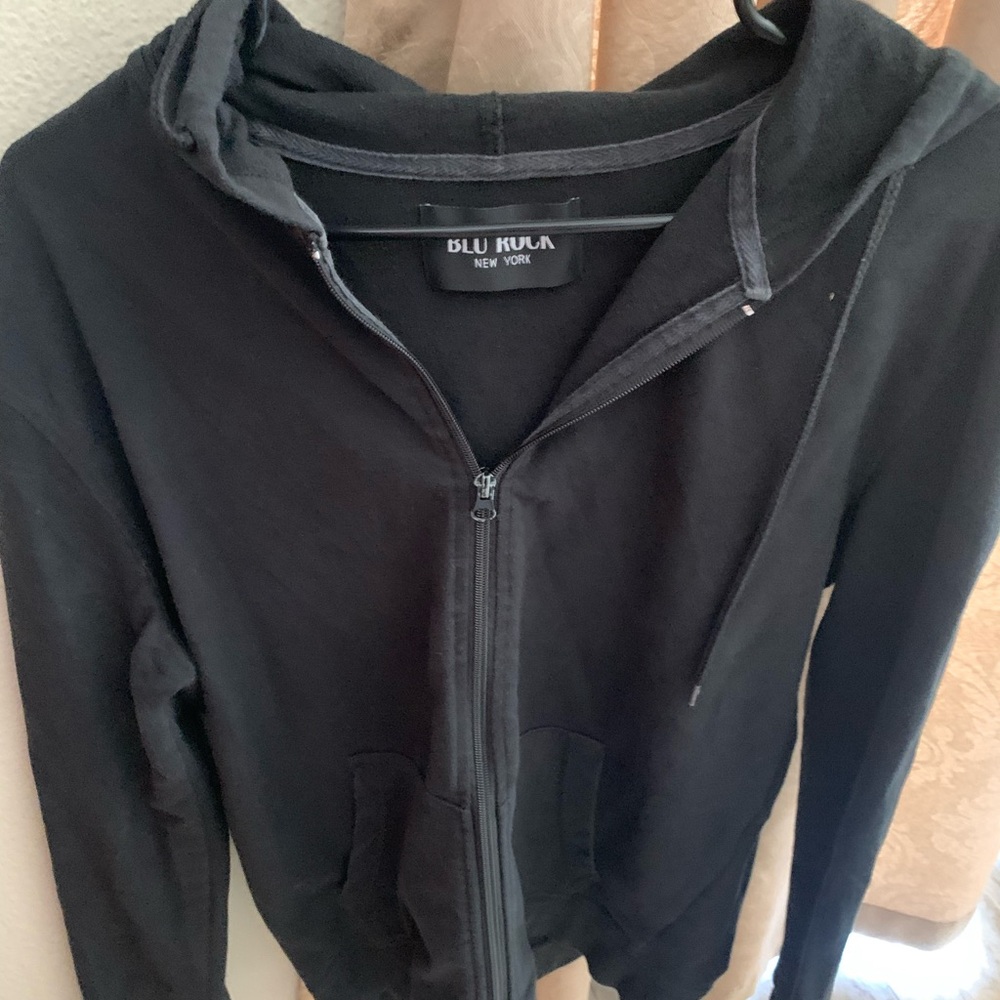 Blu Rock New York Black Zip-Up Hoodie